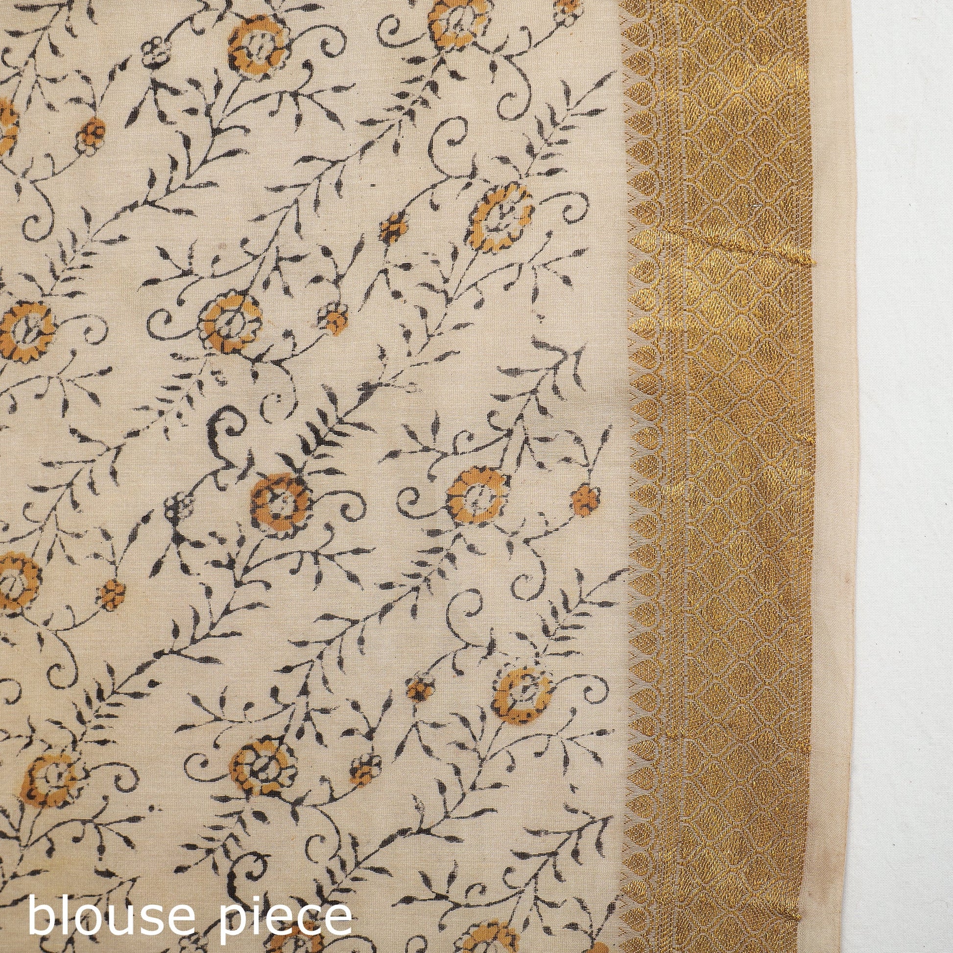 Brown - Original Pedana Kalamkari Block Print Silk Saree