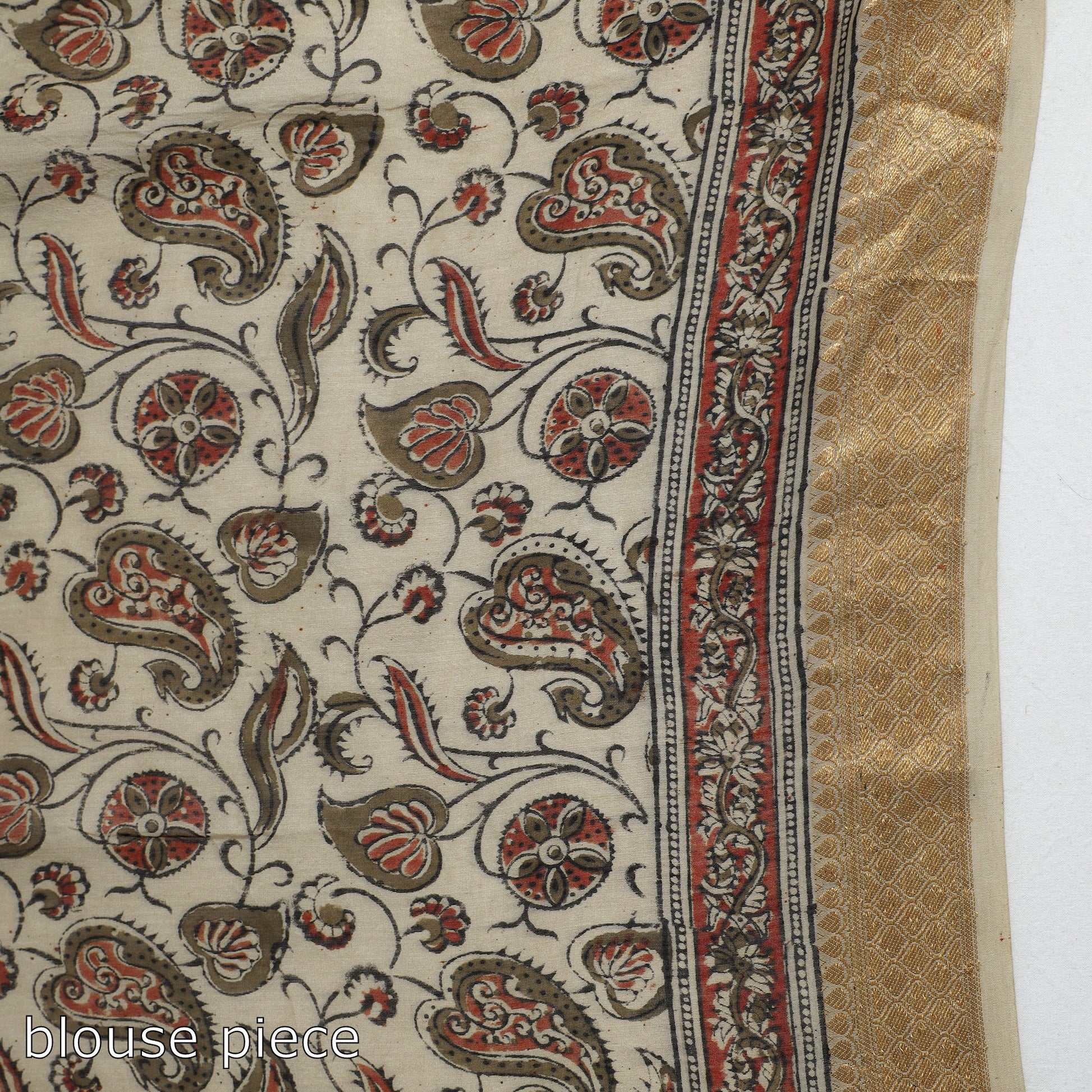 Brown - Original Pedana Kalamkari Block Print Silk Saree