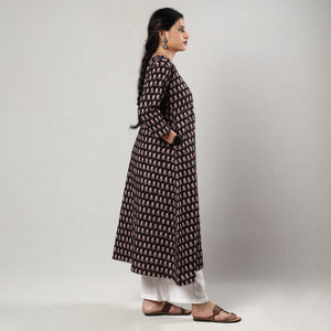 Black & White - Block Print Cotton A-Line Bagh Kurta