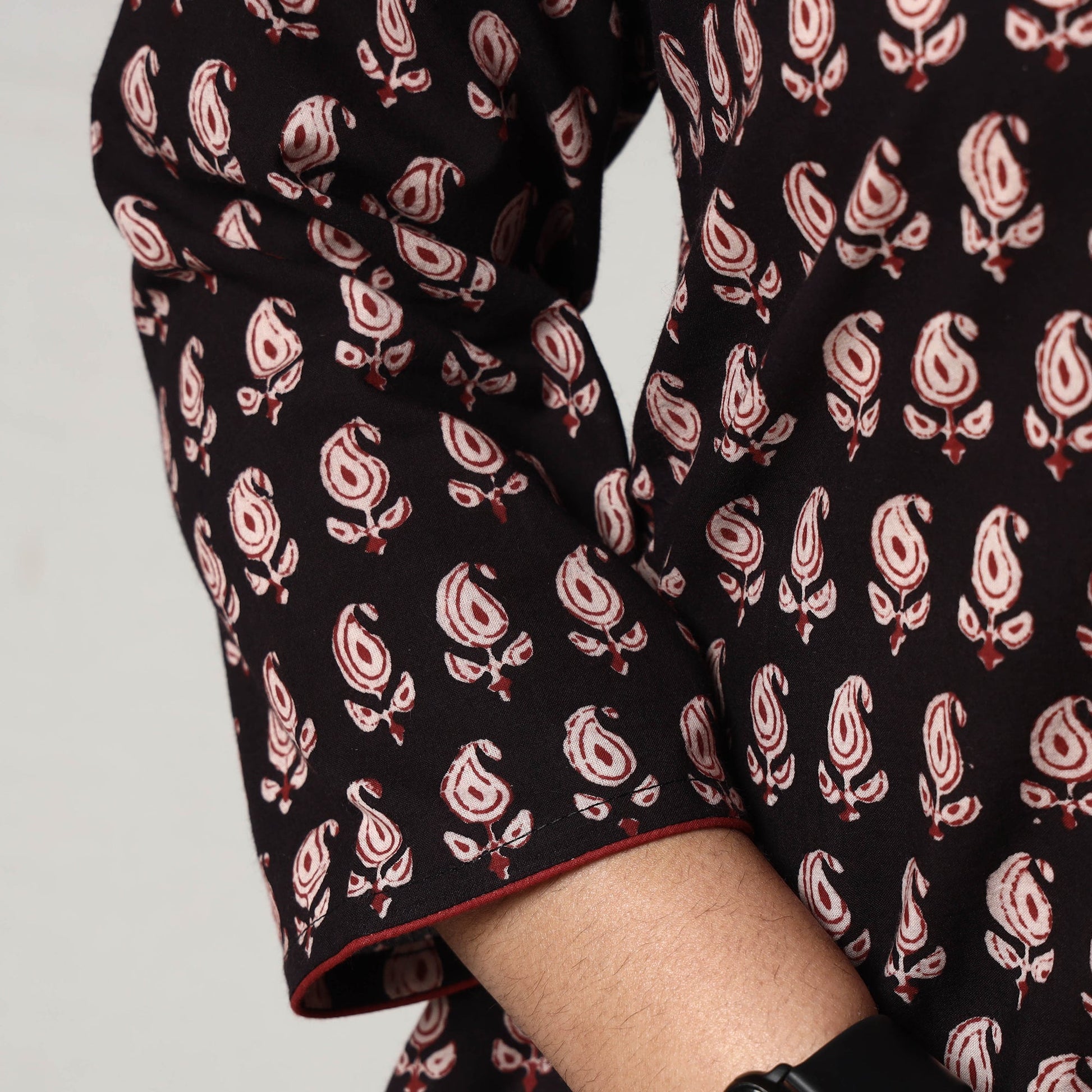 Black & White - Block Print Cotton A-Line Bagh Kurta