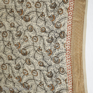 Beige - Original Pedana Kalamkari Block Print Silk Saree
