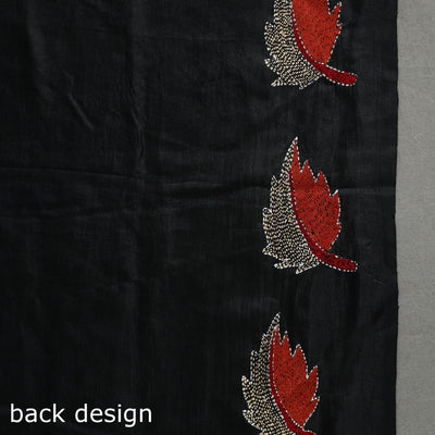 Black - Bengal Kantha Embroidery Handloom Banarasi Silk Saree