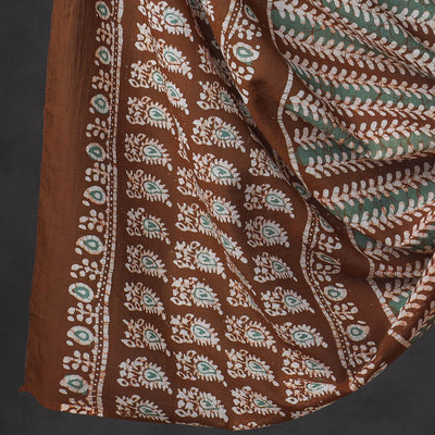 Brown - 3pc Kutch Cotton Batik Print Dress Material 06