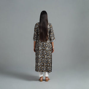 Black - Block Printed Cotton Straight Bagru Kurta 10