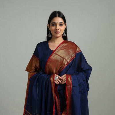 Blue - Cotton Dharwad Kurta Set with Palazzo & Dupatta 20