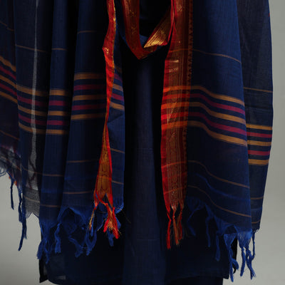 Blue - Cotton Dharwad Kurta Set with Palazzo & Dupatta 20