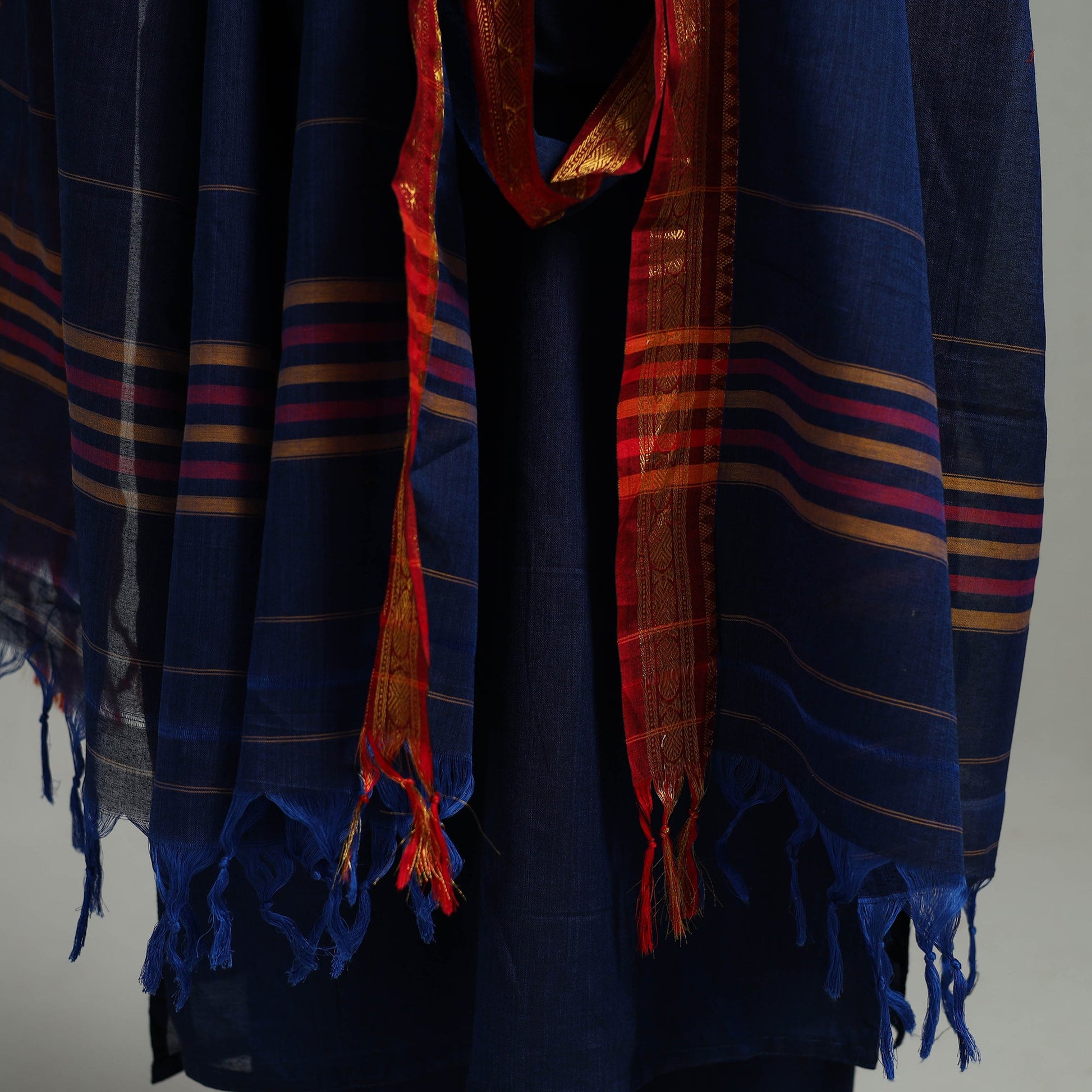Blue - Cotton Dharwad Kurta Set with Palazzo & Dupatta 20