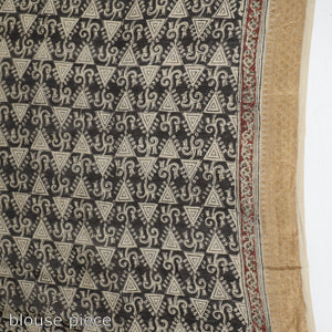 Beige - Original Pedana Kalamkari Block Print Silk Saree