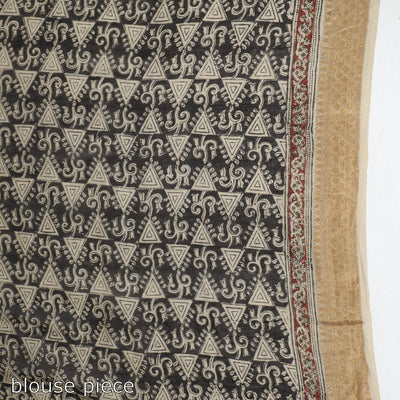 Beige - Original Pedana Kalamkari Block Print Silk Saree