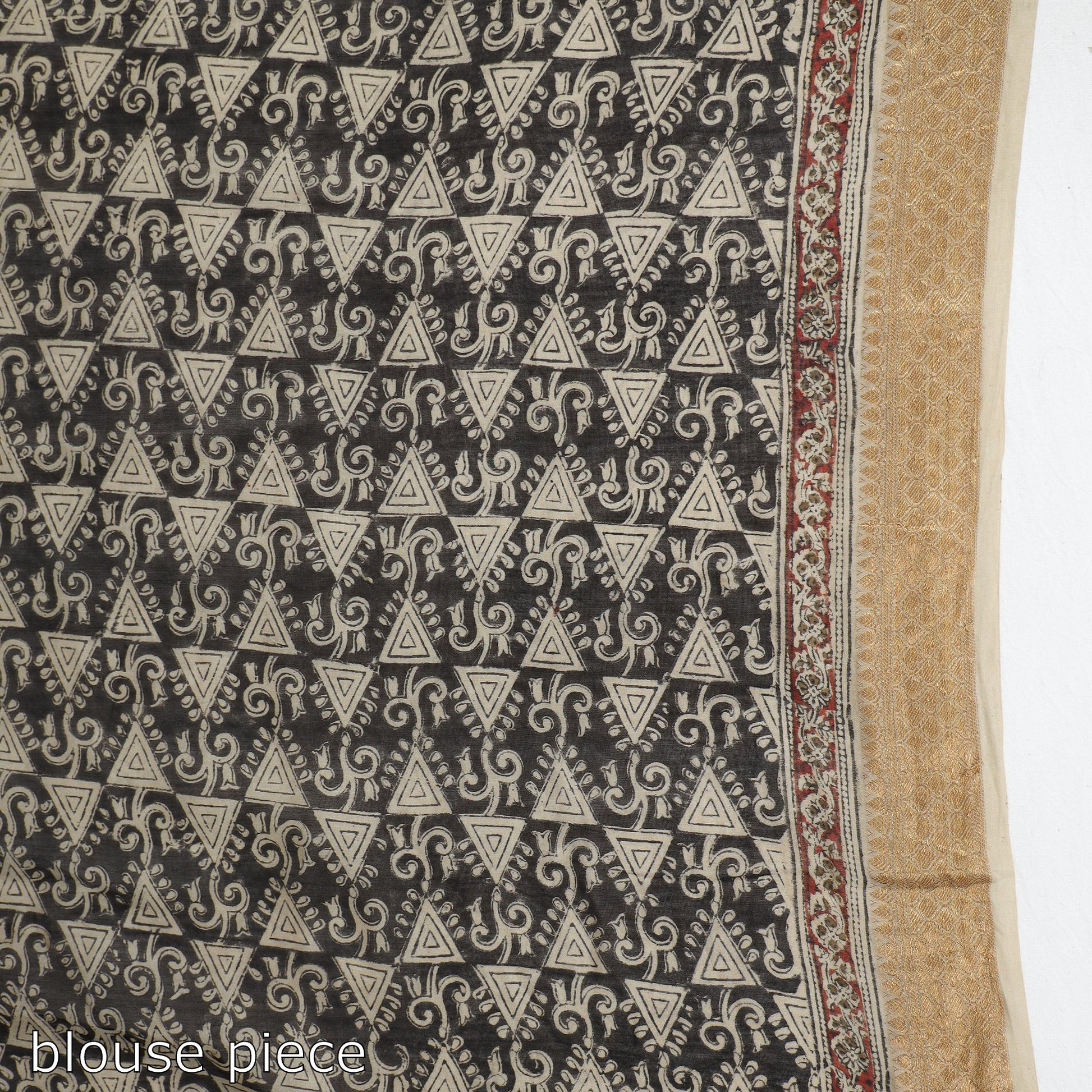 Beige - Original Pedana Kalamkari Block Print Silk Saree