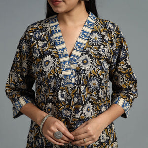 Black - Block Printed Cotton Straight Bagru Kurta 10