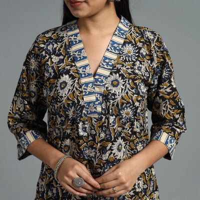 Black - Block Printed Cotton Straight Bagru Kurta 10
