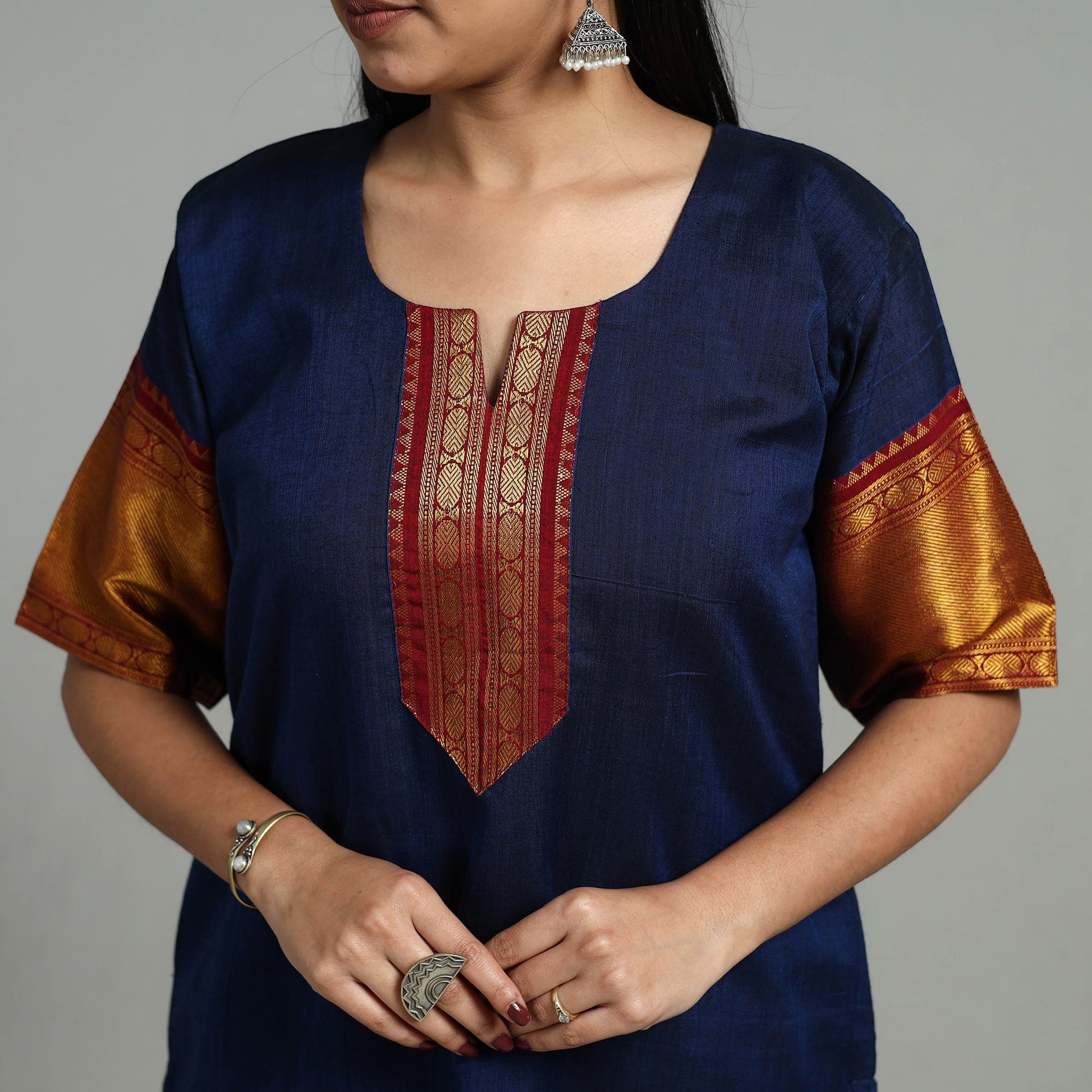 Blue - Cotton Dharwad Kurta Set with Palazzo & Dupatta 20