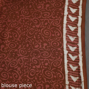 Brown - Bagru Dabu Block Printed Mul Cotton Saree