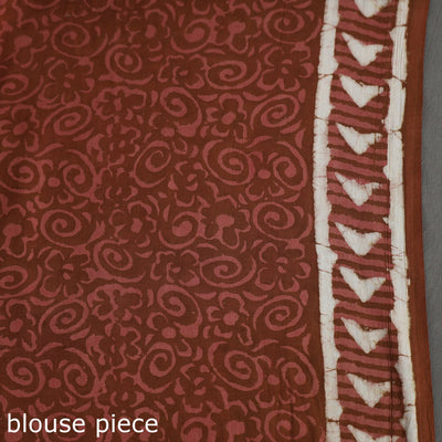 Brown - Bagru Dabu Block Printed Mul Cotton Saree