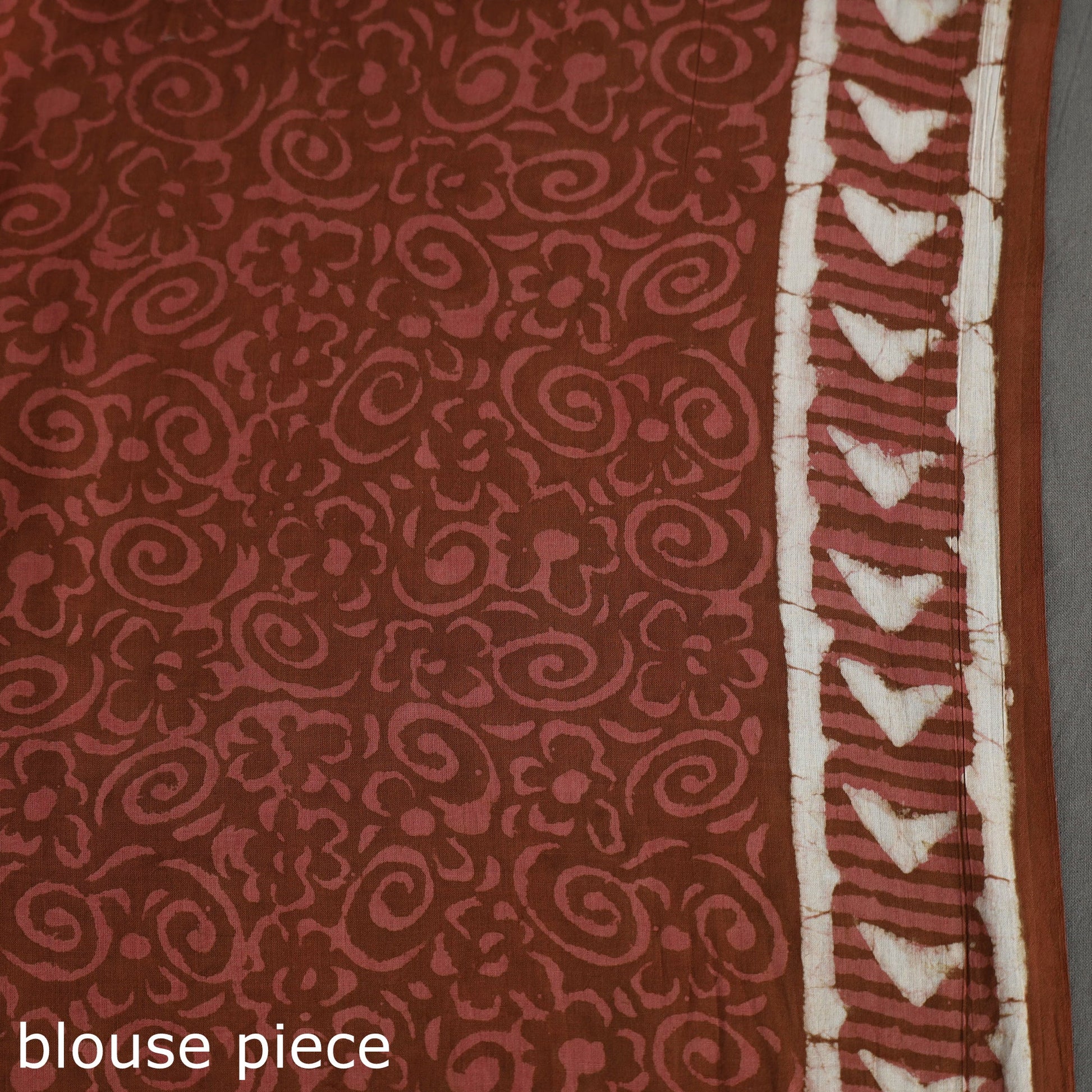Brown - Bagru Dabu Block Printed Mul Cotton Saree