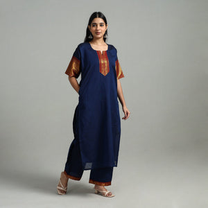 Blue - Cotton Dharwad Kurta Set with Palazzo & Dupatta 20