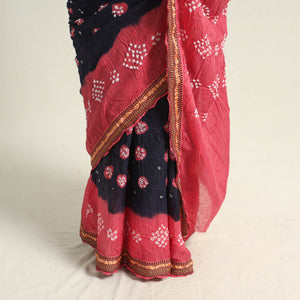 Black - Kutch Tie-Dye Cotton Bandhani Saree with Blouse Piece 57