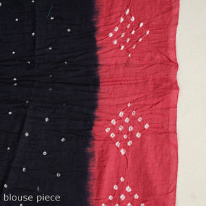 Black - Kutch Tie-Dye Cotton Bandhani Saree with Blouse Piece 57