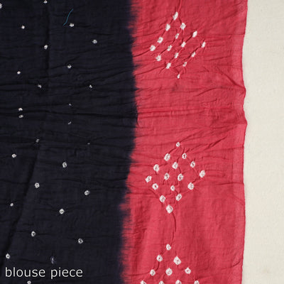 Black - Kutch Tie-Dye Cotton Bandhani Saree with Blouse Piece 57