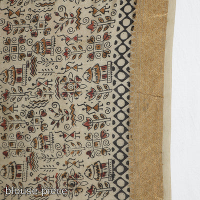 Black - Original Pedana Kalamkari Block Print Silk Saree