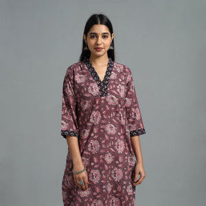 Brown - Block Printed Cotton Straight Bagru Kurta 07