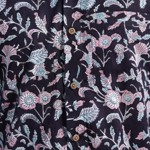 Black - Sanganeri Block Printed Cotton Men Full Sleeve Shirt 05