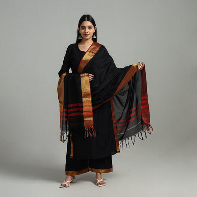 Black - Cotton Dharwad Kurta Set with Palazzo & Dupatta 24