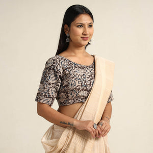 Brown - Pedana Kalamkari Block Printed Cotton Stitched Blouse 29