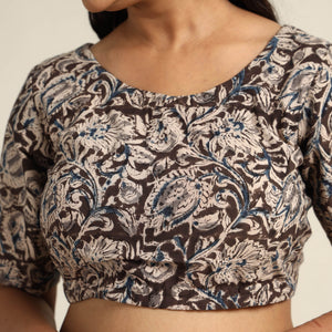 Brown - Pedana Kalamkari Block Printed Cotton Stitched Blouse 29