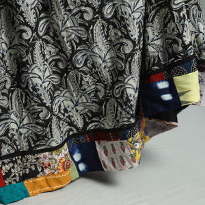 Black - Hand Block Printed Cotton Long Kalamkari Skirt 11