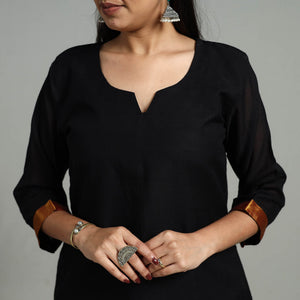 Black - Cotton Dharwad Kurta Set with Palazzo & Dupatta 24