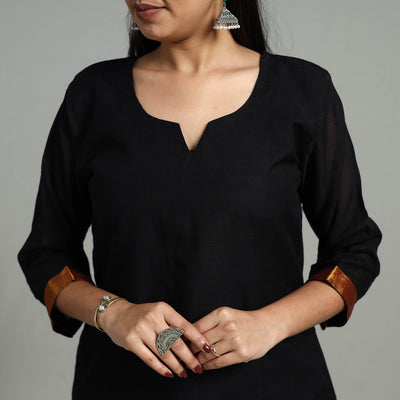 Black - Cotton Dharwad Kurta Set with Palazzo & Dupatta 24