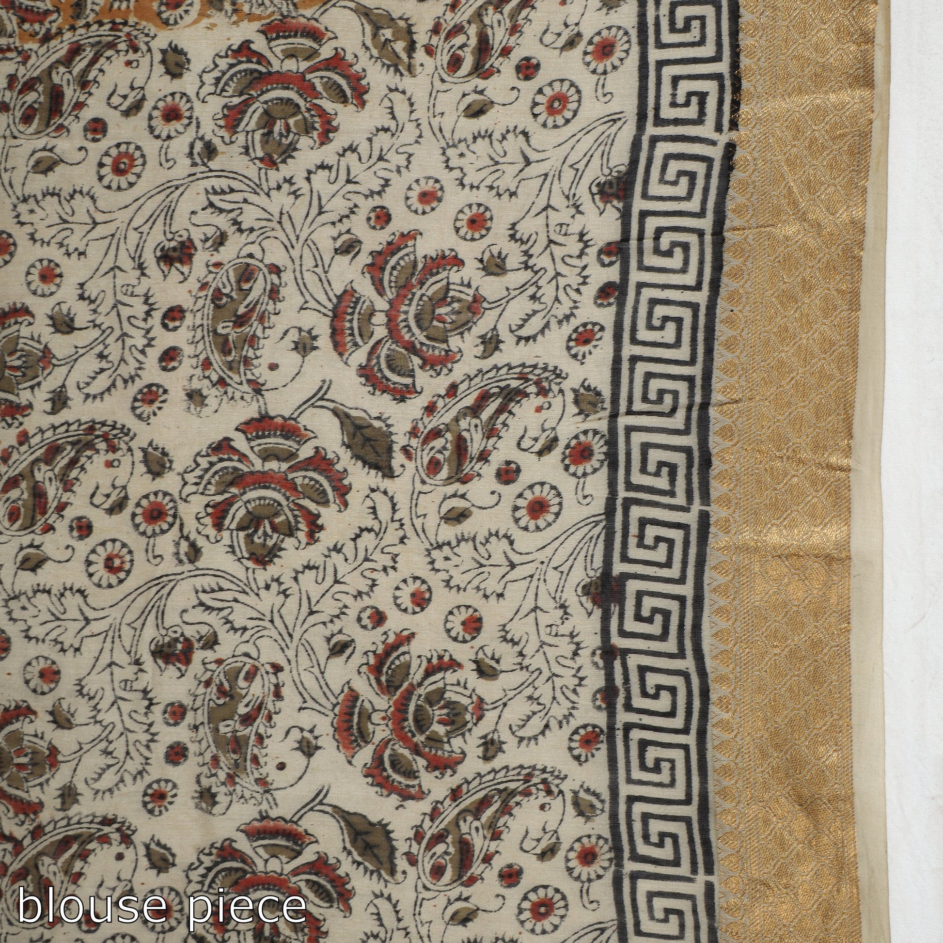 Brown - Original Pedana Kalamkari Block Print Silk Saree