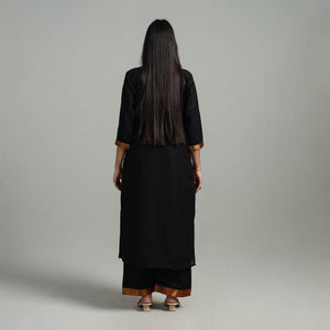 Black - Cotton Dharwad Kurta Set with Palazzo & Dupatta 24