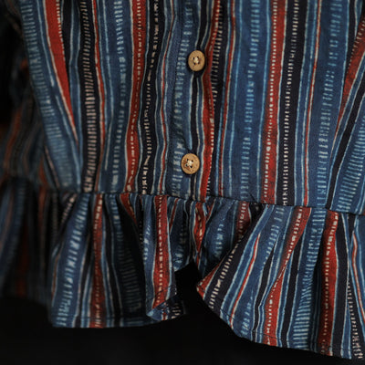 Blue - Ajrakh Block Printed Cotton Crop Top 06