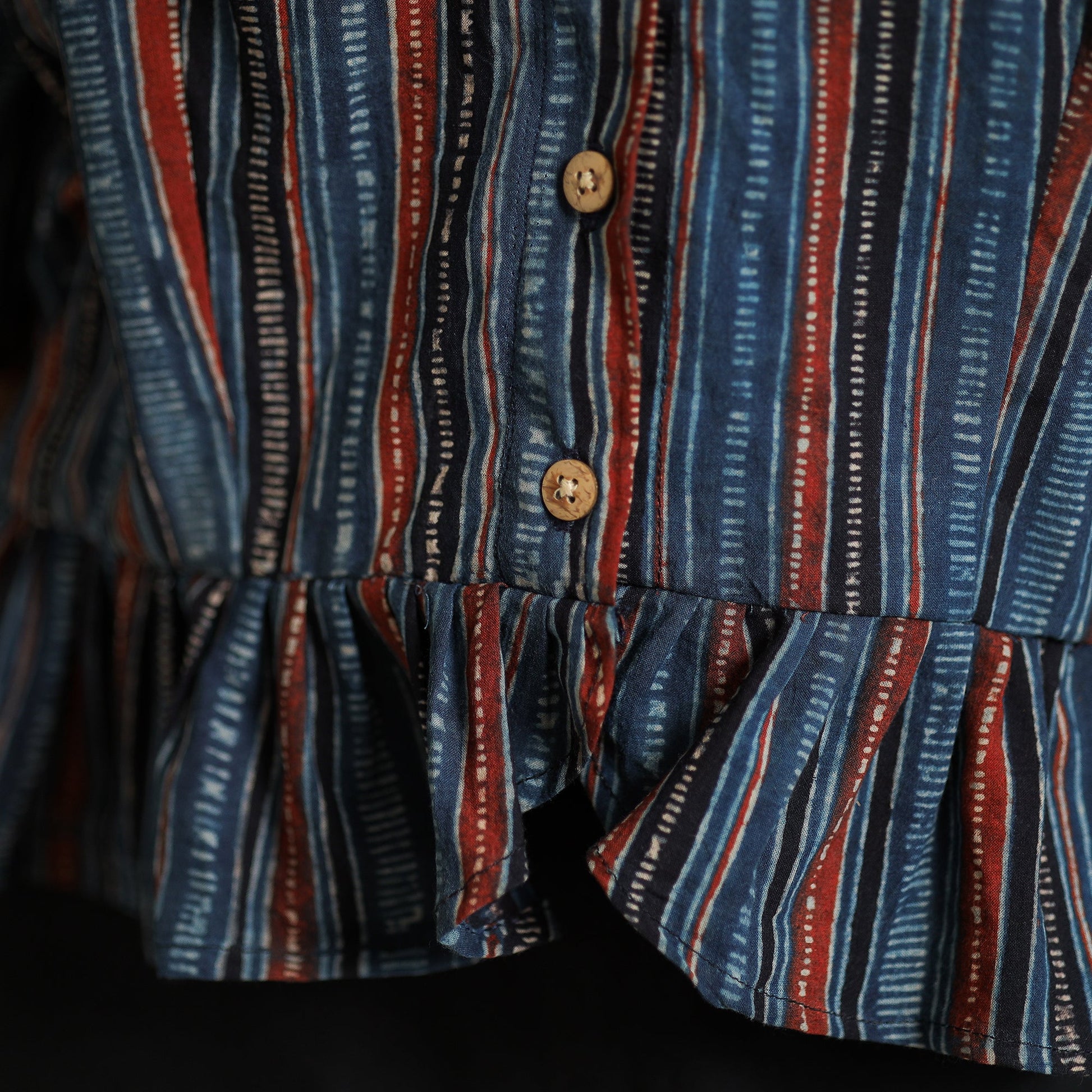 Blue - Ajrakh Block Printed Cotton Crop Top 06