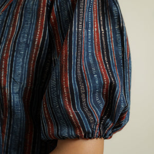 Blue - Ajrakh Block Printed Cotton Crop Top 06