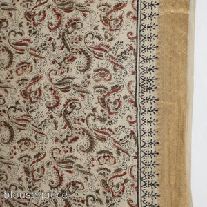 Black - Original Pedana Kalamkari Block Print Silk Saree
