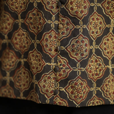Brown - Ajrakh Block Printed Cotton Crop Top 02
