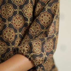 Brown - Ajrakh Block Printed Cotton Crop Top 02