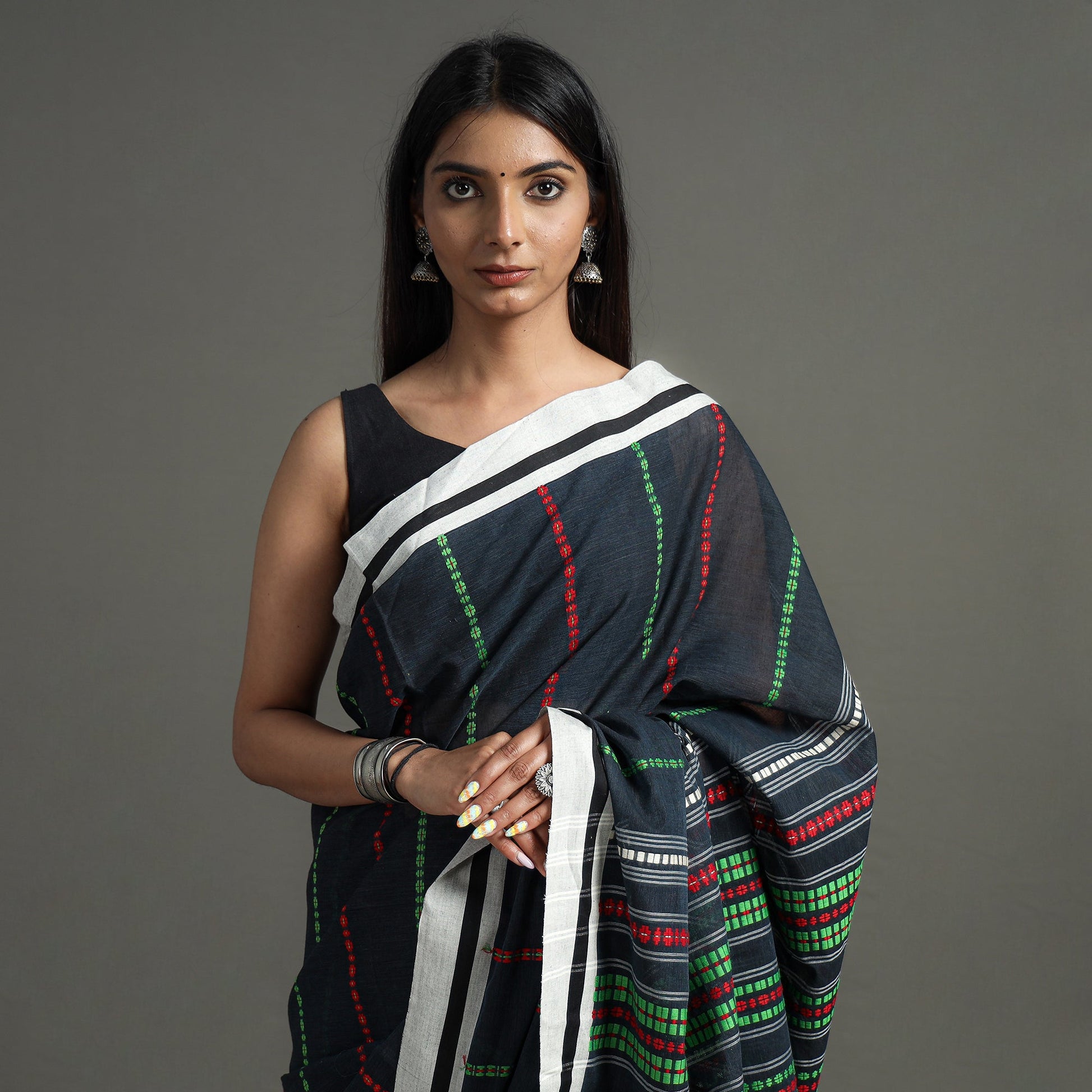 Black - Begampuri Handloom Cotton Saree