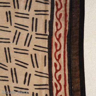 Black - Bagru Print Chanderi Silk-Cotton Saree with Zari Border 18