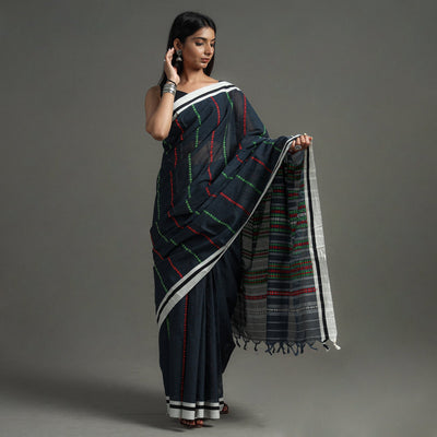 Black - Begampuri Handloom Cotton Saree