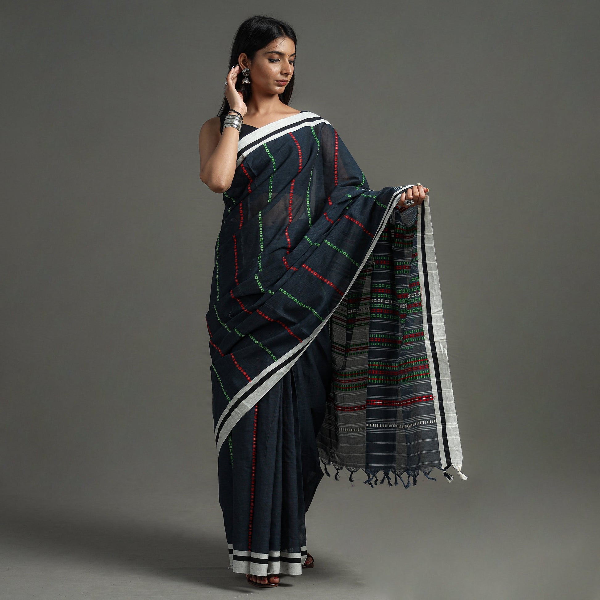 Black - Begampuri Handloom Cotton Saree