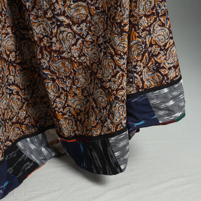 Brown - Hand Block Printed Cotton Long Kalamkari Skirt 14