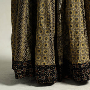 Brown - Kutch Block Printed 24 Kali Cotton Long Skirt 34