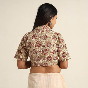 Beige - Pedana Kalamkari Block Printed Cotton Stitched Blouse 14