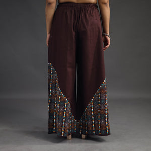 Brown - Kantha Hand Embroidery Palazzo in Cotton 74