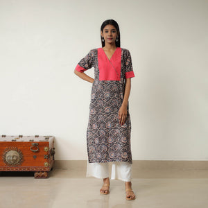 Black - Natural Dyed Block Print Cotton Kalamkari Kurta 03
